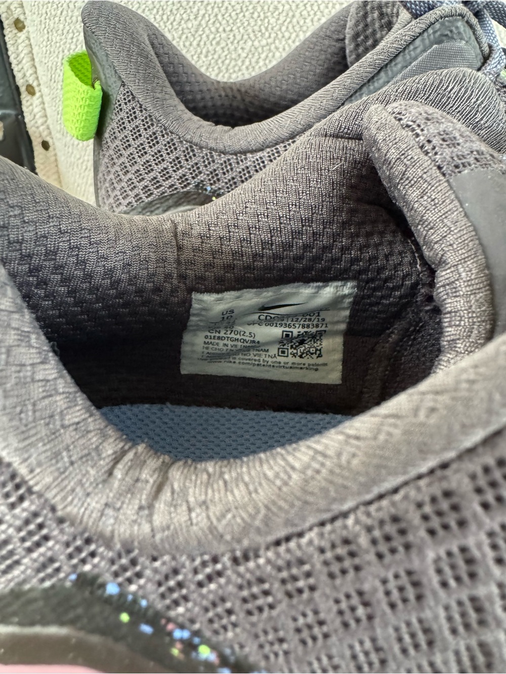 Nike Women’s Renew Ride Running Sneaker — Charcoal Speckle Swoosh Neon Pull Tab - Picture 6 of 11